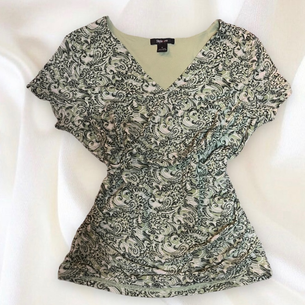 Style & Co. Green Paisley Patterned Blouse